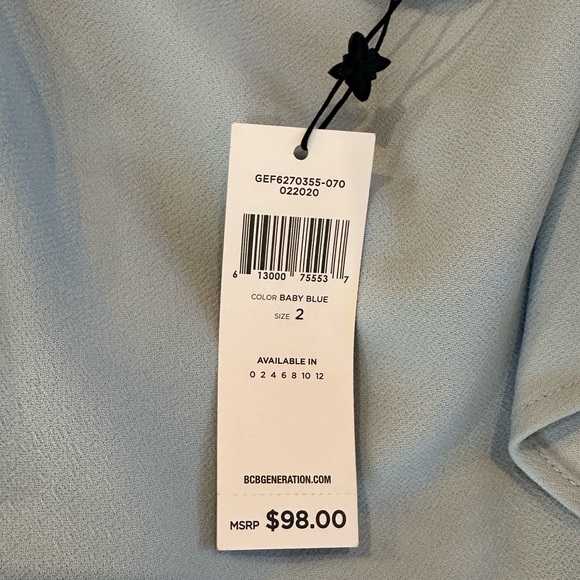 NWT BCBGeneration pale soft baby blue square neck ruffle sleeve mini dress - Picture 9 of 14